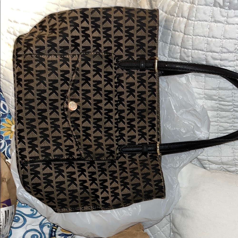 Michael Kors Black and Brown Signature Tote